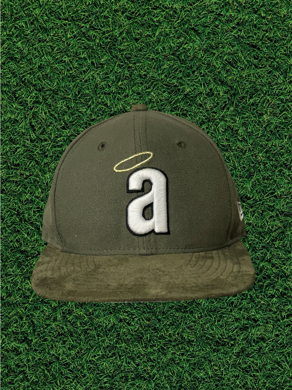 New Era Green Oos Angeles Baseball Cap with White 'a' & Yellow Halo Embroidery